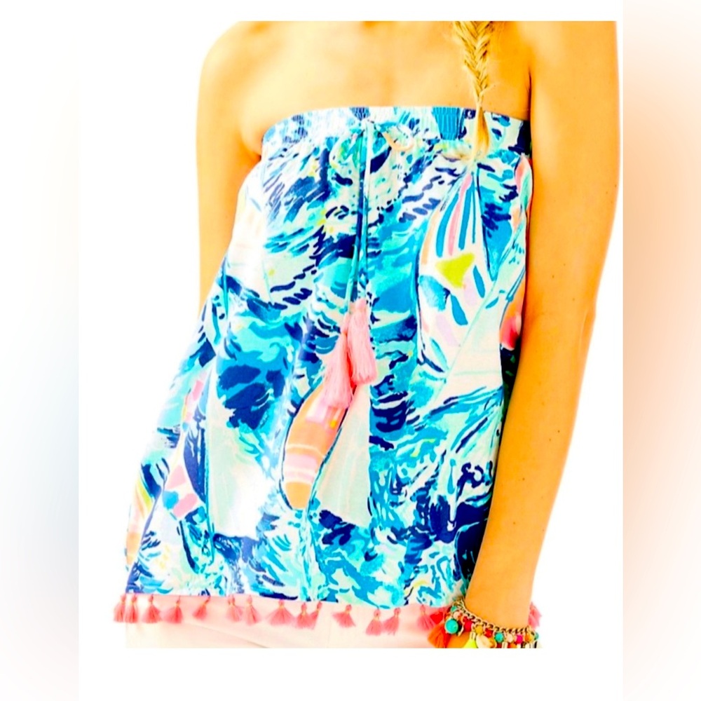 Lilly Pulitzer Palma Tube Top Sparkling Blue Hay Bay Bay